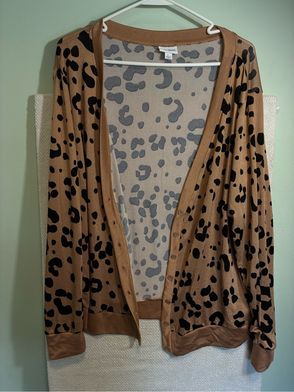 LuLaRoe Tan and Black Leopard Print Cardigan